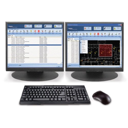Autocall TrueSite Workstation graphical fire alarm interface with 3D building visualization.