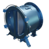 A blue Dual Flap Isolation (DFI) valve, a passive explosion isolation device